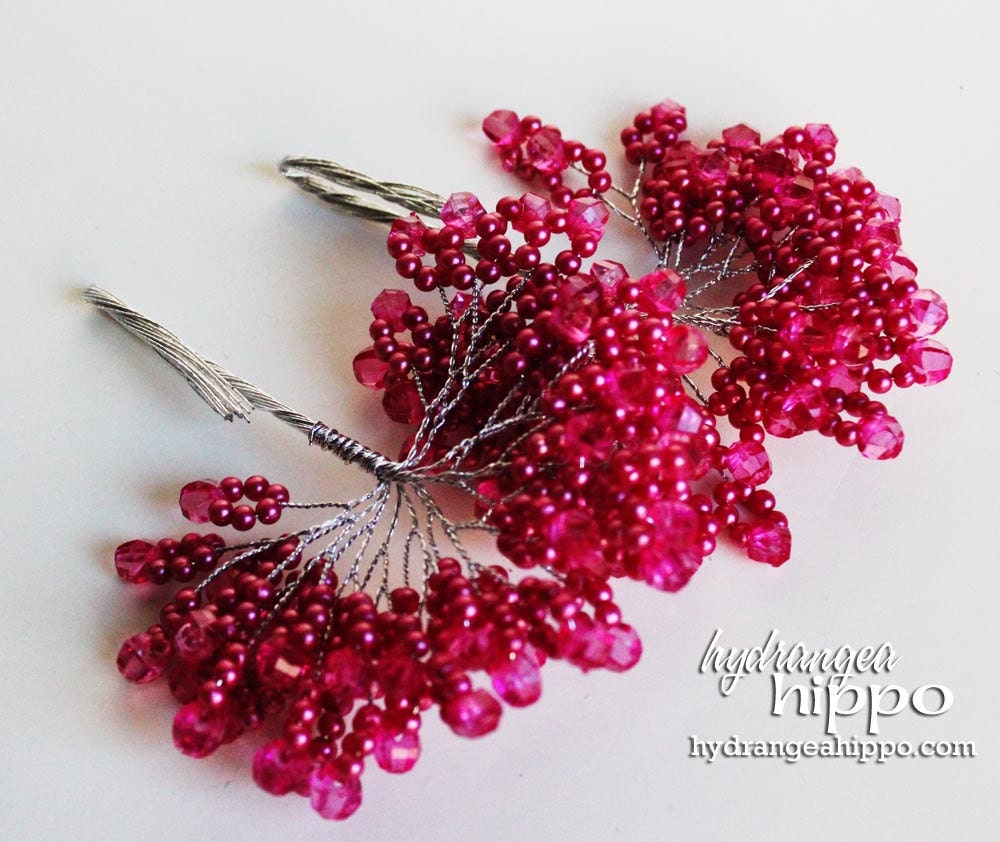 Beaded Spray -  2 Sets of 12 - 24 Pieces - 3 inches long -  Fuchsia Pink