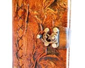 Handmade hand creased stitched rustic brown leather journal notebook sketchbook