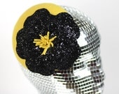 Black Glitter Flower Hat, Various Colours