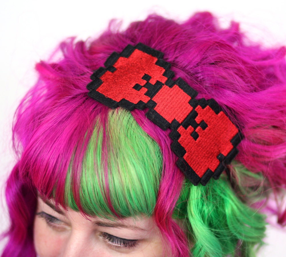 8 Bit Bow Headband, Pixel Bow, Various Colours