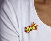 ZING Comic Blast Brooch, Yellow Red