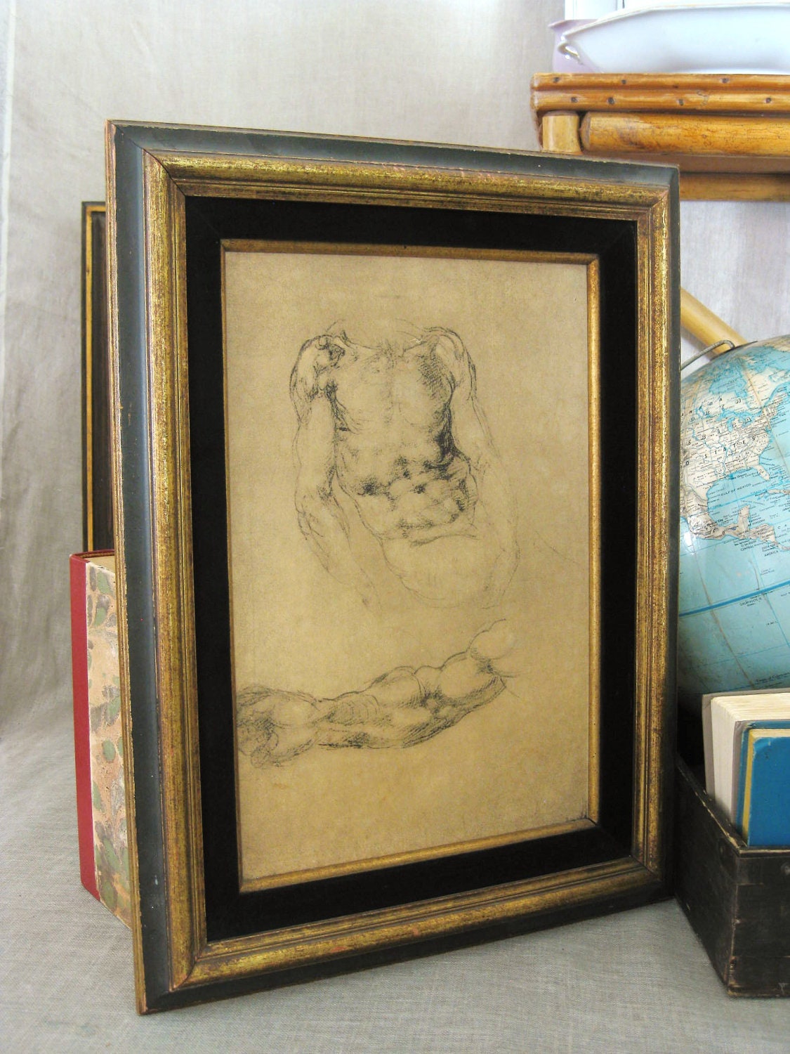 Vintage Michelangelo Male Nude Reproduction Print - Vintage Art Gallery