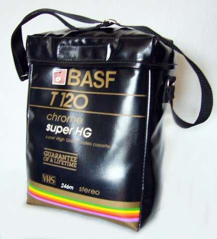 Vintage VHS BASF Video Cassette Bag / Case - Gary & Wyatt Collection, 80's, Hipster