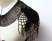 Jet Black Beaded Collar Necklace Epaulets
