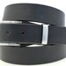 1 1/4" Men's Plain Dress Belt Full Grain Black Bridle Leather Square Buckle And Loop Set With Brushed Nickel Finish American Made