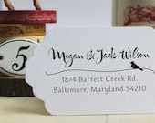 Address Stamp Wood Handle  - Custom Rubber Stamp - Wedding Calligraphy Stamp Bird