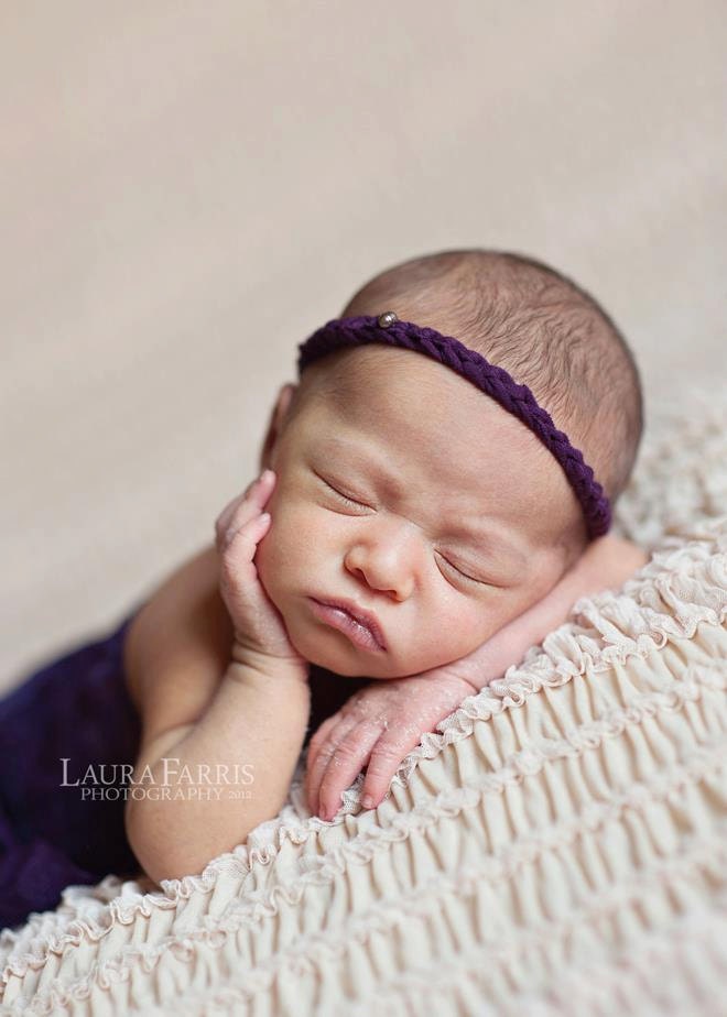 CHLOE. Braided Headband. Halo. Purple. Tieback. Fabric. Photo Prop. Bead. Bohemian.