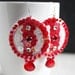 Earrings Red White Sequins embroidered felt
