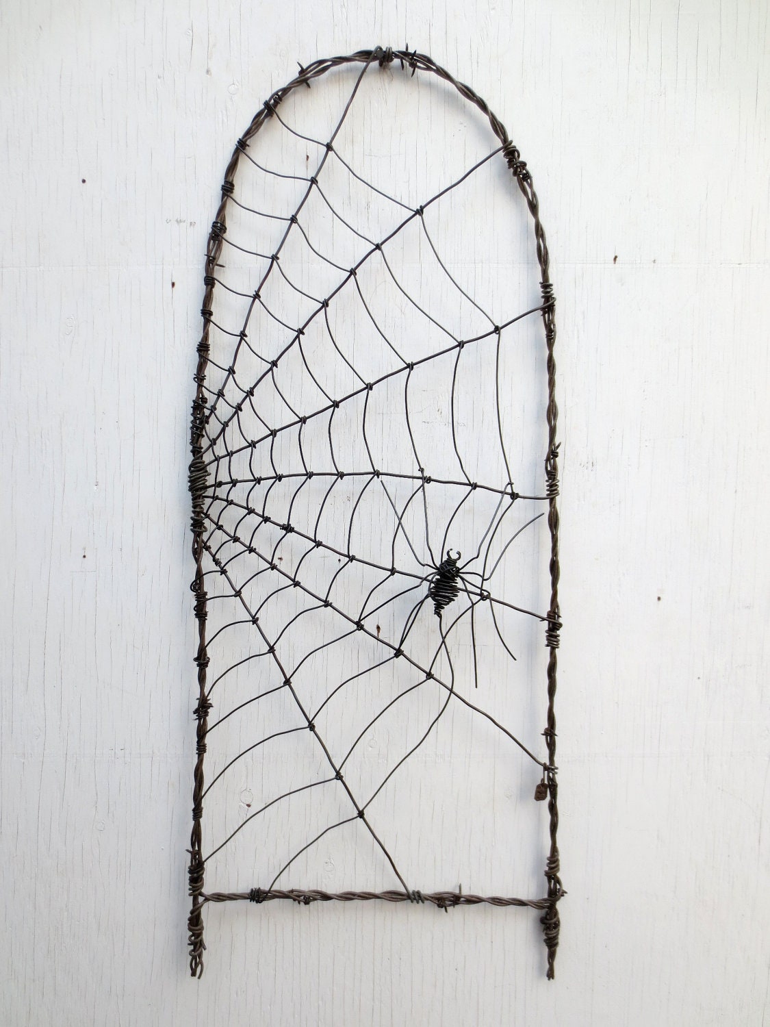 Spider Spinning A Web Barbed Wire Garden Trellis Made to Order
