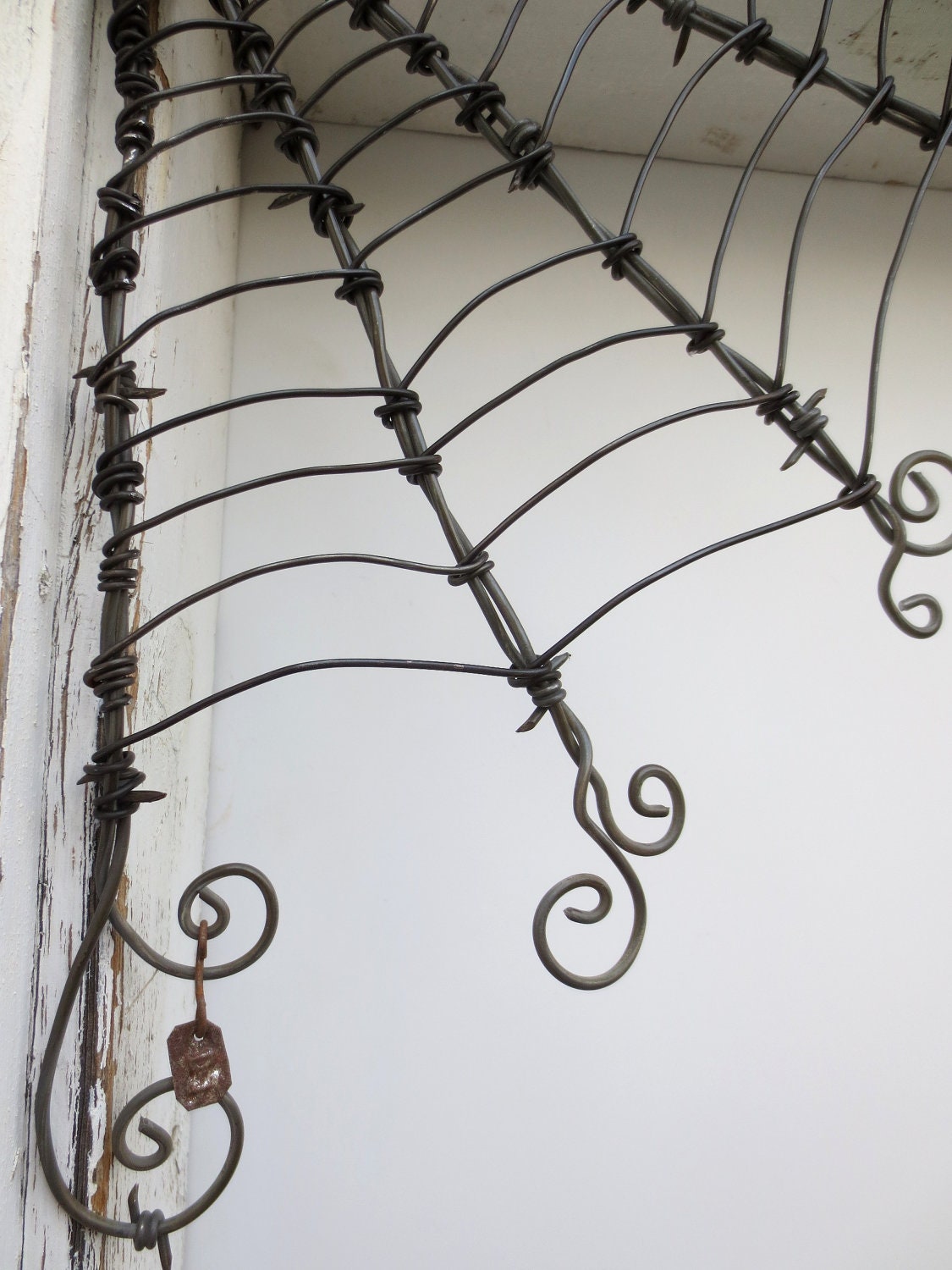 Twisted 12"  Barbed Wire Corner Spider Web For Halloween