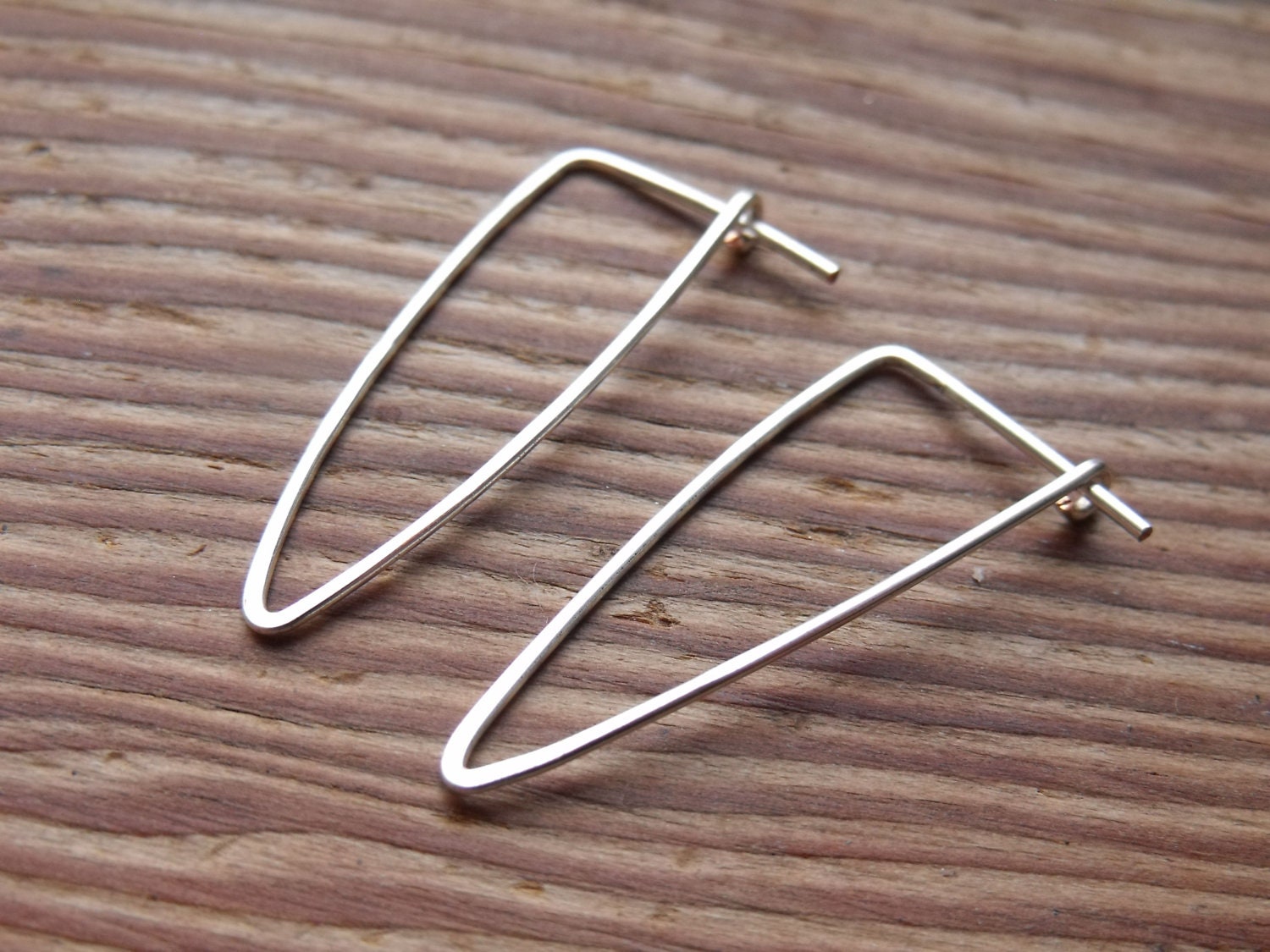 Long Triangle Hoop Earrings in Sterling Filled, Isosceles