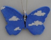 Little Slice of Heaven Butterfly Necklace Handmade Ceramic 18" Italian Sterling Silver Chain Included