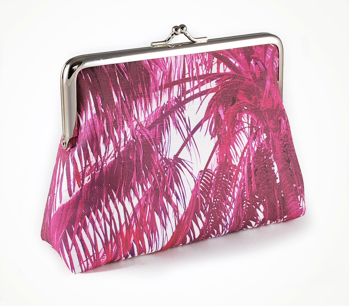Purse with pink palms and silk lining