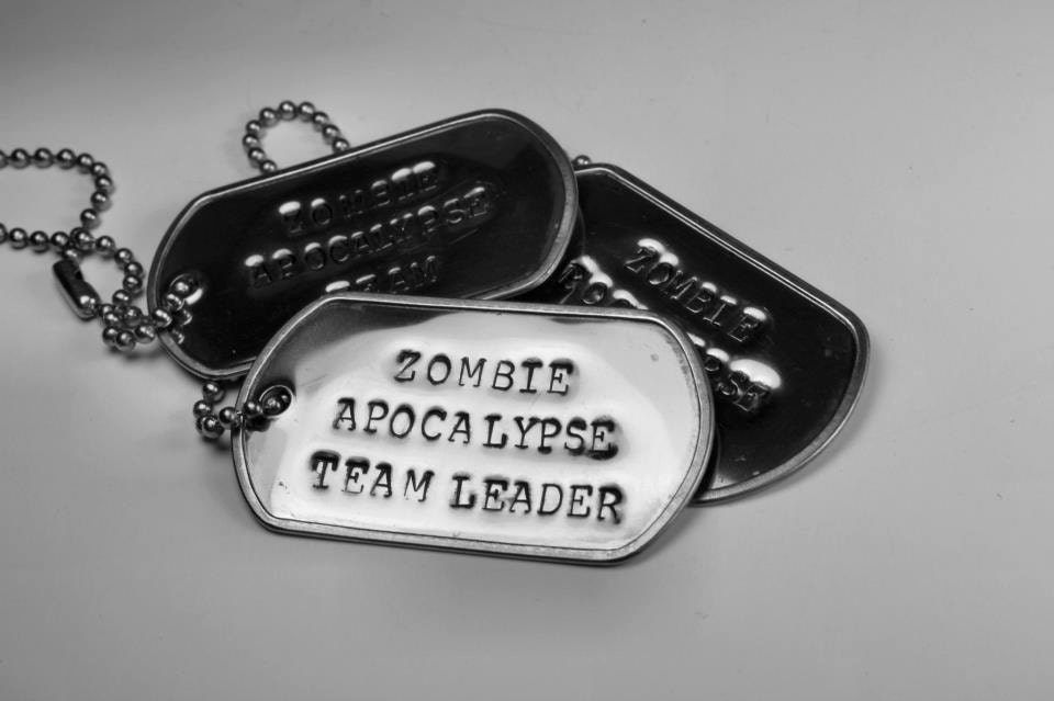 Zombie Apocalypse Team - Stainless Steel Dog Tag and Ball Chain Necklace / Keychain