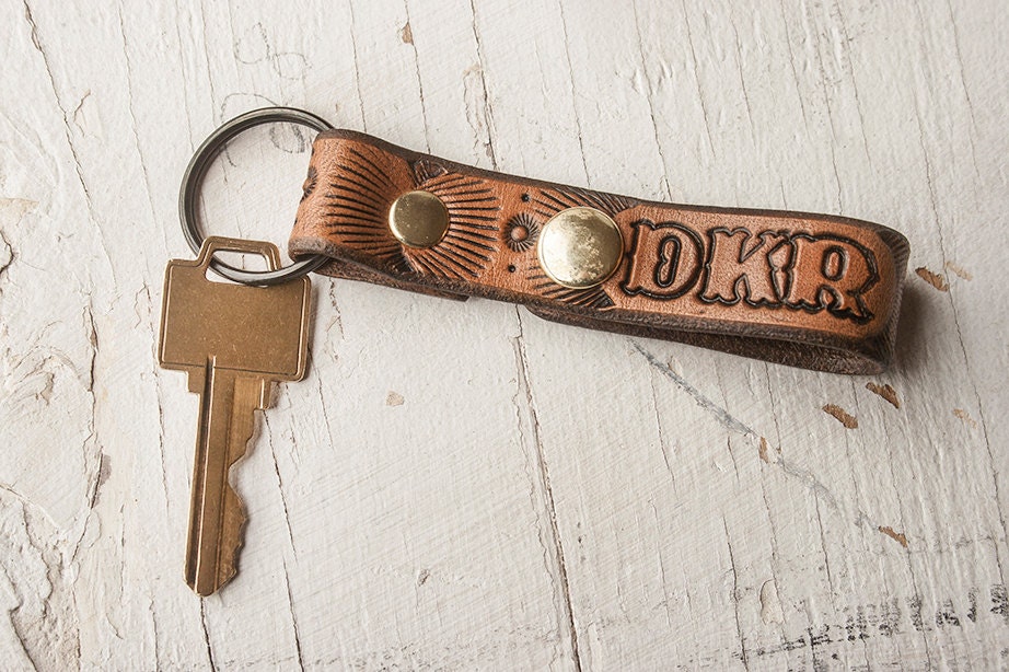 Custom Leather Key Ring and Fob - Snap closure - monogram, initials, personalize - quick release