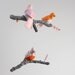 Modern Bird Mobile for Baby Girl Nursery Decoration -  sculpture on yarn wrapped branches in white, gray, nectarine orange, and pink