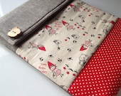 Little red riding hood - Padded Kindle/ Nook /iPad Mini Linen Pouch (Magnetic snap closure)