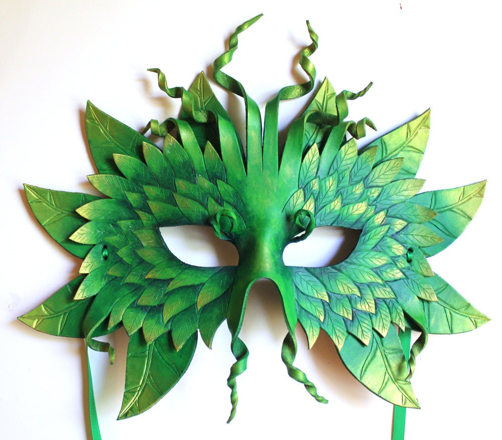 Forest Greenman Mask - Handmade Leather Mask