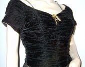 Vintage 1940s 1950s long dress - Small Medium - gold - black velvet and satin taffeta - Old Hollywood glam