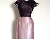 Size UK 12 (US 8-10) - Purple & Silver Grecian Crepe De Chine Wiggle Dress - Made by Dig For Victory
