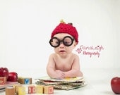 Apple Hat for Newborn - Photo Prop - Photography - Fall - Autumn - Accessory - Toddler - Halloween - Thanksgiving - Teacher