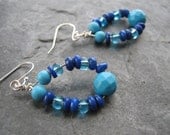 Turquoise, Lapis Lazuli, Howlite and Silver Earrings