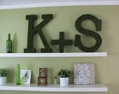 Moss Letter's Large 24 inch Set of 3 Wedding Initials Wedding Monogram  Using Eco-Friendly Materials Woodland Moss
