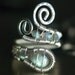Labradorite Ring, Nickel Free, Argentium Silver Ring - AA Blue Green Fire Labradorite, Iridescent, Blue Flame - "Luna" Moss & Mist Jewelry