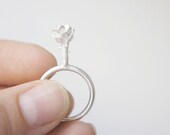ROSA ring - Infancia Series - Le Petit Prince inspired, silver, handmade, white flower, organic, delicate, little prince, thorns