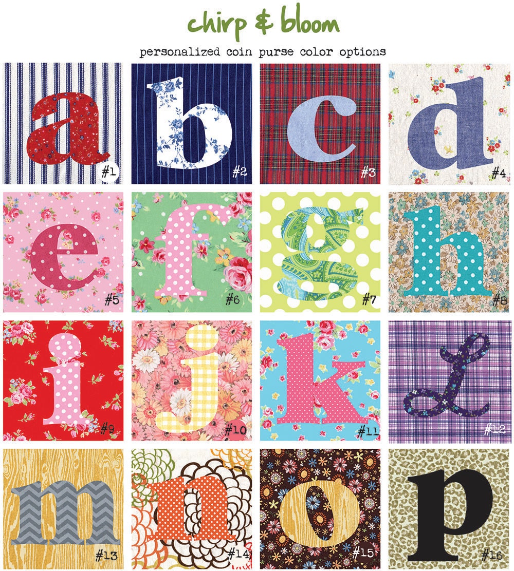 Monogrammed Coin Purse: Personalized Purse- Handmade Applique Initial Coin Purse - Birthday Present - Christmas Gift for Her