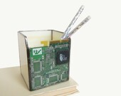 Circuit Board Pencil Holder Stained Glass Geekery Computer Mens Handmade OOAK