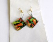 Earrings. Upcycled, Recycled, Magazine, Chilis, Glass, Hypoallergenic, OOAK. Upcycled Jewelry by Anotheruse.