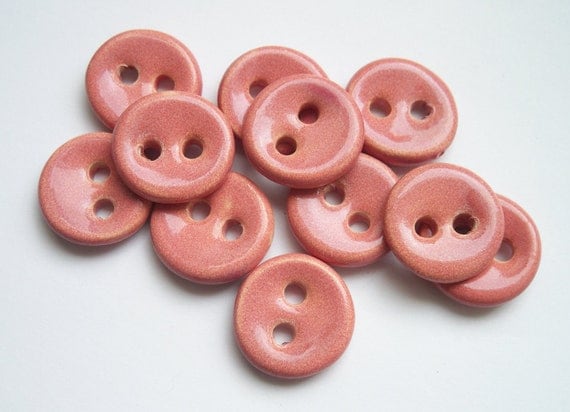 Salmon Pink Ceramic Buttons