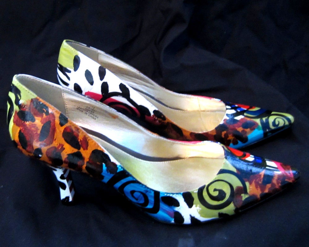 Hand Painted Leather Bill Blass pumps