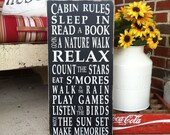 Cabin Rules Vintage Style Typography Word Art Sign