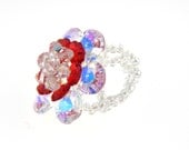 Siam Red and Crystal AB swarovski Ring