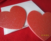 DIY Valentine Cards Kit - Glitter Cards- Red Heart Shapes with Envelopes- Red Glittered Hearts-WeddingTags- Bridal Favors