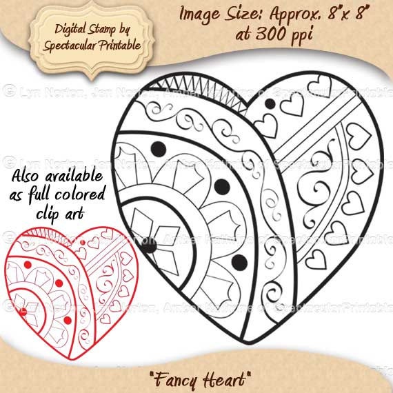 Wedding Heart Digital Rubber Stamp Clip Art Printable Clipart Digital Stamps Love Valentine Invite Embellishment - INSTANT DOWNLOAD - DS9009