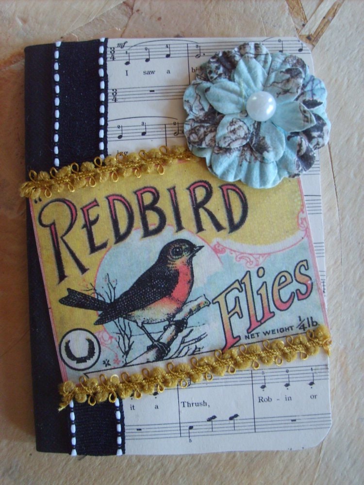 Vintage Inspired Bird Mini Altered Composition Book