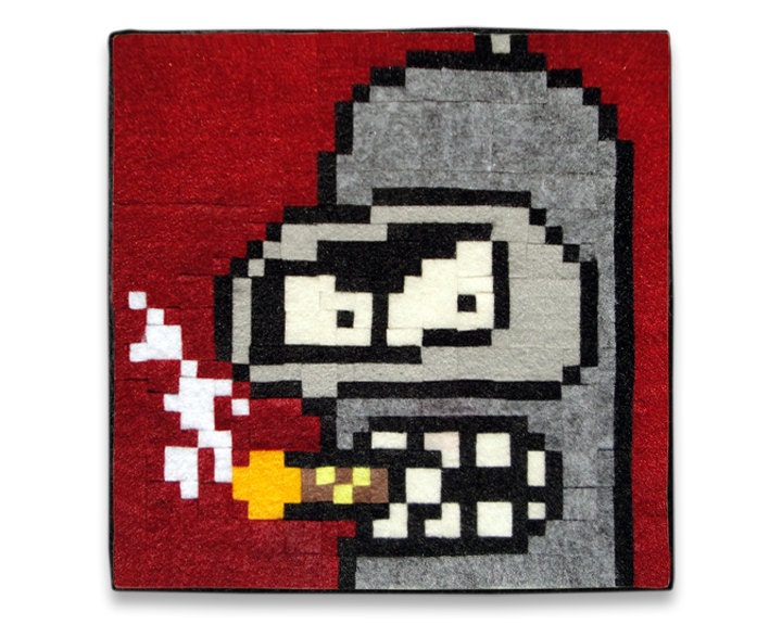 Sarcastic Robot, 8 x 8 Felt Collage