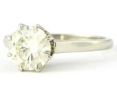 One stone diamond engagement ring 1.96 carat platinum band - Estate jewelry
