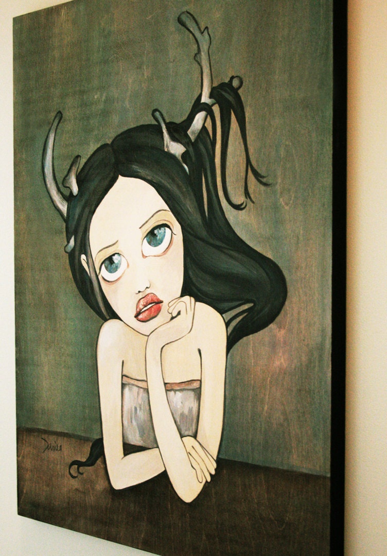 Willow - Hand-Painted on Gallery Wood  Board 16"x20"