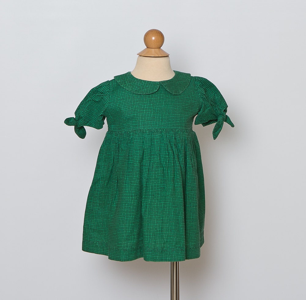 vintage toddler dress/ green and black