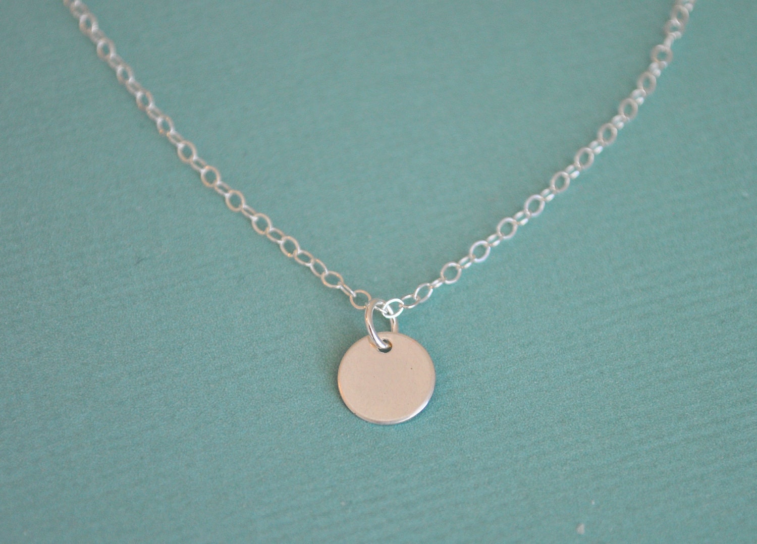 Tiny Sterling Dot Necklace - sterling silver small circle round disc - simple & sweet everyday or wedding jewelry