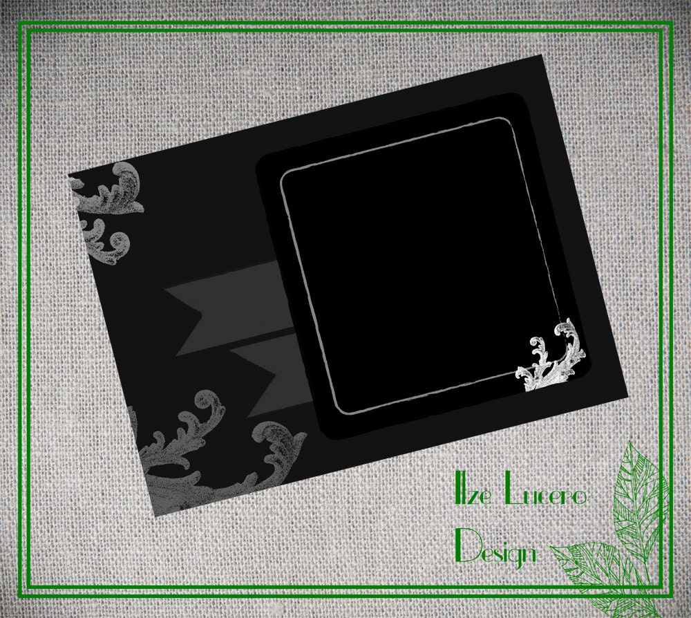 Vinage 5X7in digital Photoshop card template PSD .... Charcoal