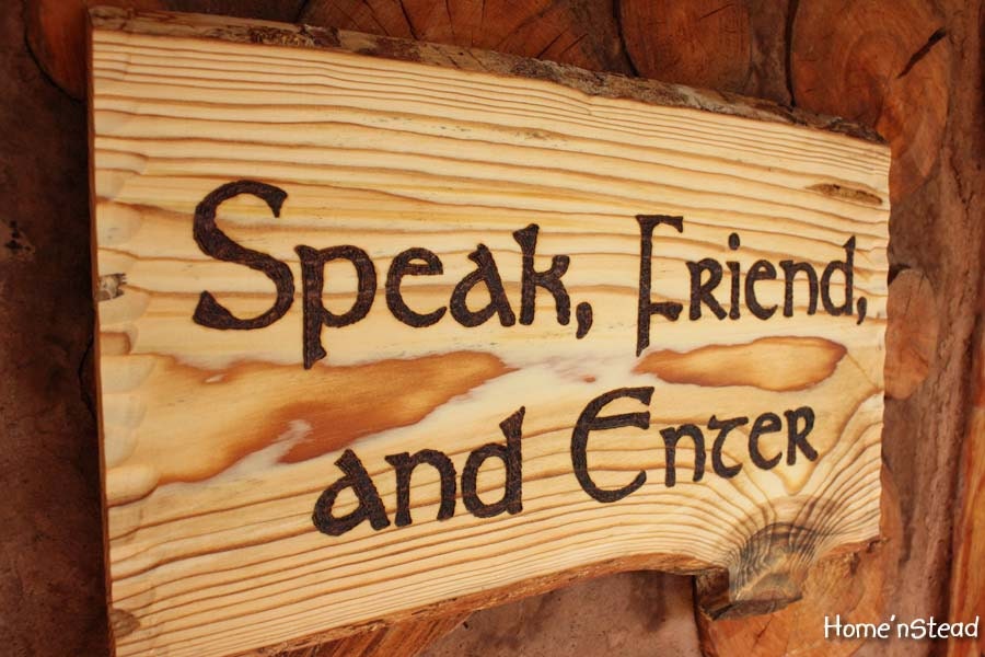 Speak, Friend, and Enter Lord of the Rings Quote Funny Door Welcome Sign Wall Hanging Fan Gift Greeting Plaque Rustic Wood Burned LOTR