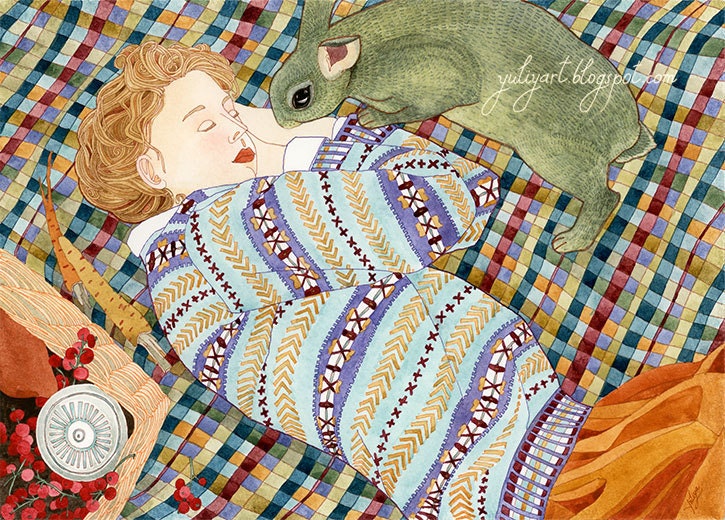 Picnic With Bunny - illustration print art for kids animal print pattern drawing children room fashion cute rabbit pet baby shower gift