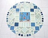 Mosaic side table nautical decor coastal home decor tile table