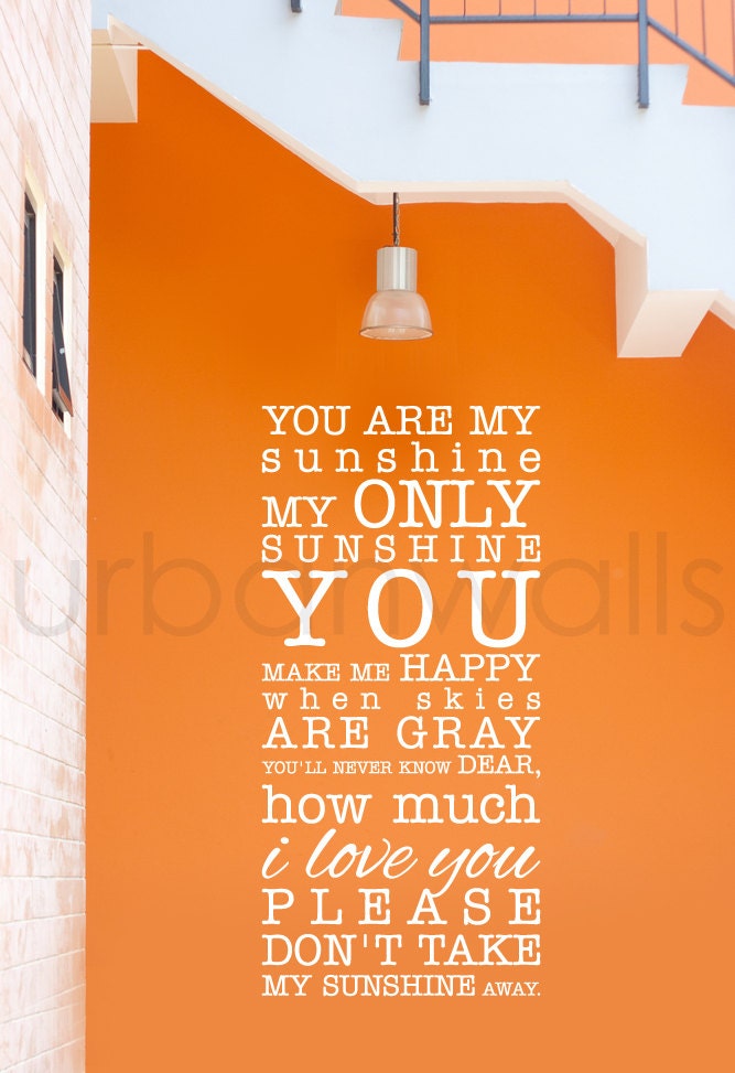 Vinyl Wall Sticker Decal, You Are My Sunshine
