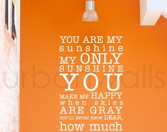 Vinyl Wall Sticker Decal, You Are My Sunshine